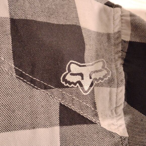 FOX Racing flannel shirt womens M Medium black check plaid long sleeve button - Picture 3 of 11